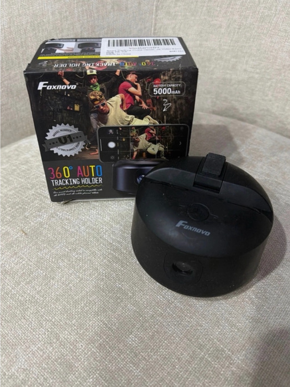 Black 360° Auto Tracking Holder for Cameras & Phones